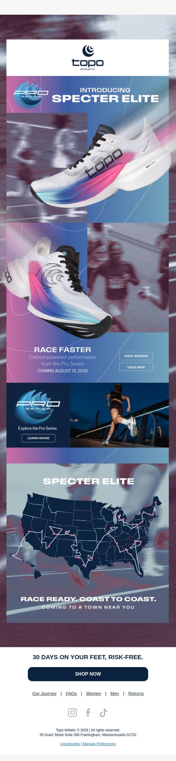 Our First-Ever Carbon Plated Race Shoe email from Topo Athletic screenshot