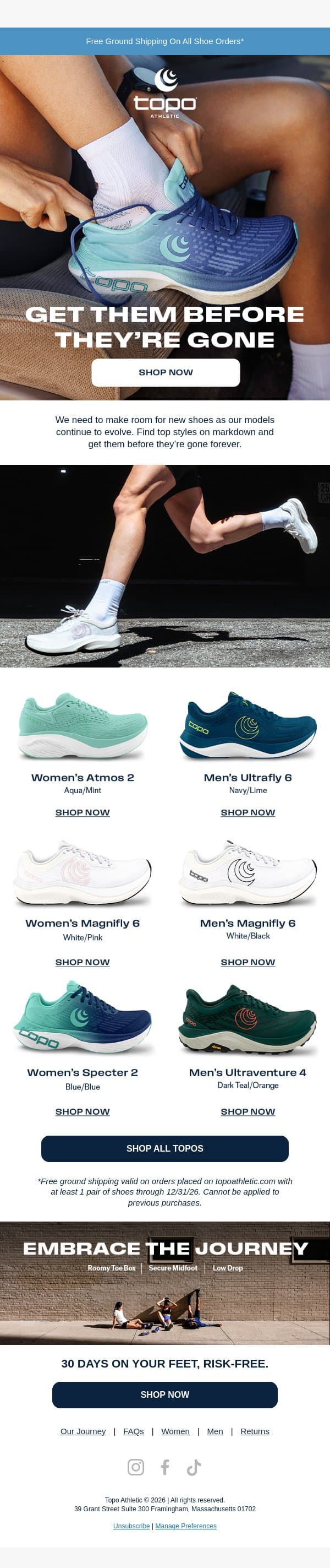 Going, going, almost gone… email from Topo Athletic screenshot