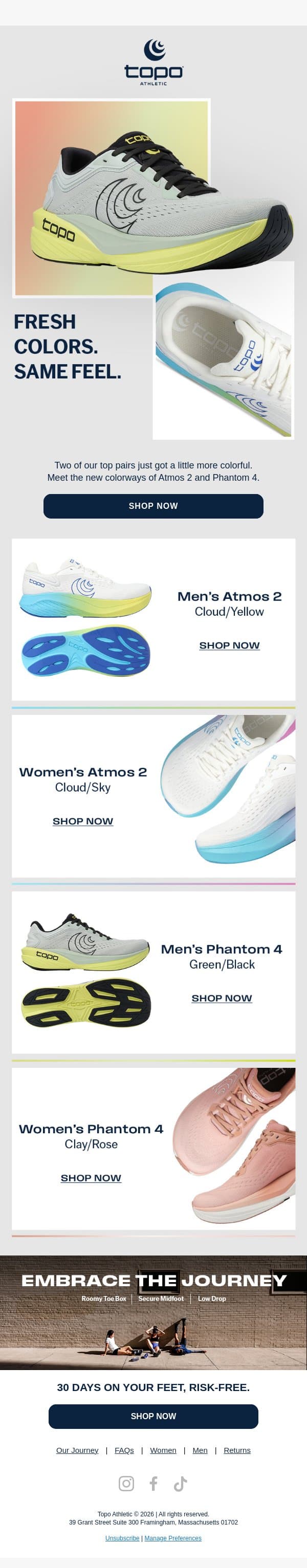 4 New Colors Now Available π email from Topo Athletic screenshot
