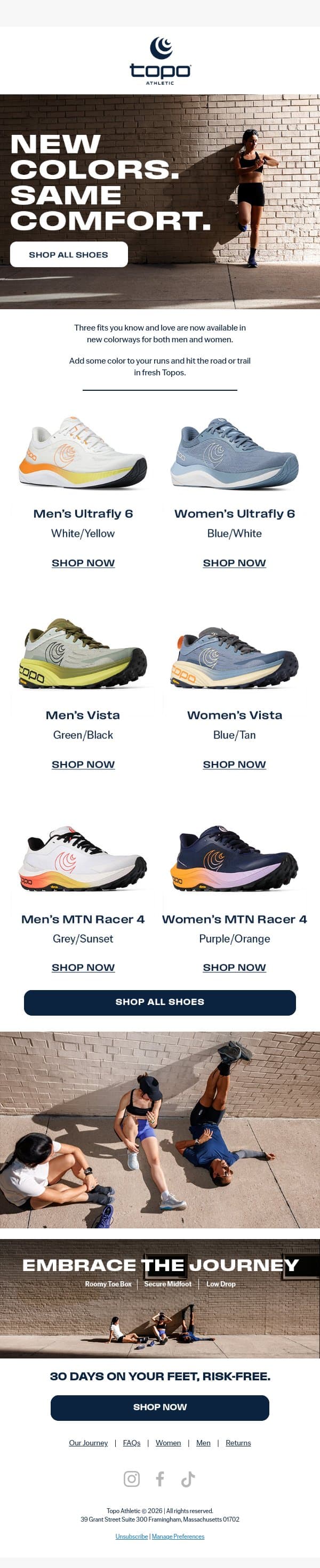 Fresh looks, same signature feel π email from Topo Athletic screenshot