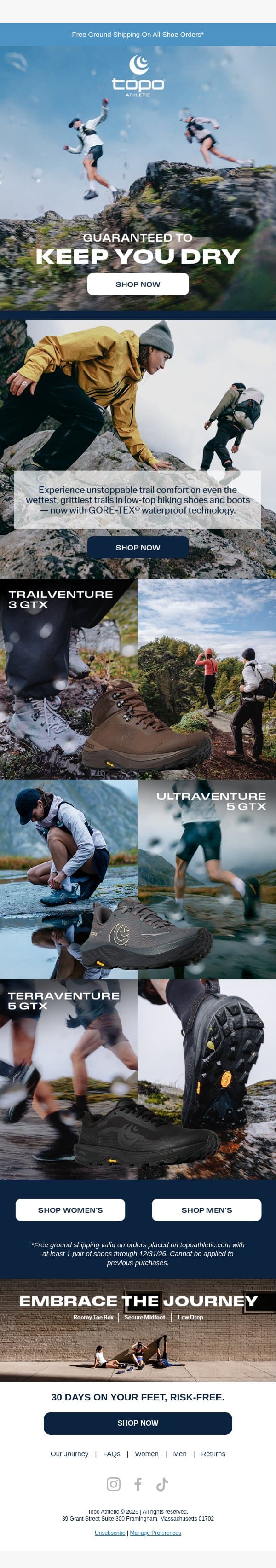 Stay in your element. In every element. email from Topo Athletic screenshot