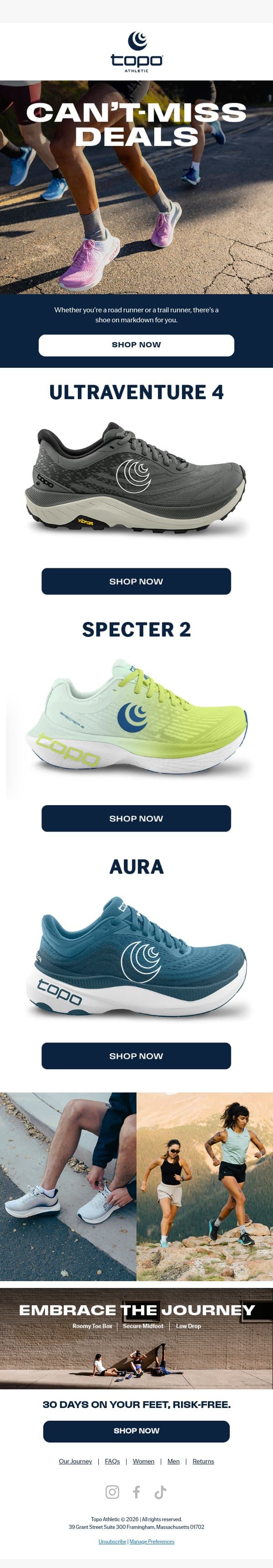 The latest markdowns ‼️ email from Topo Athletic screenshot