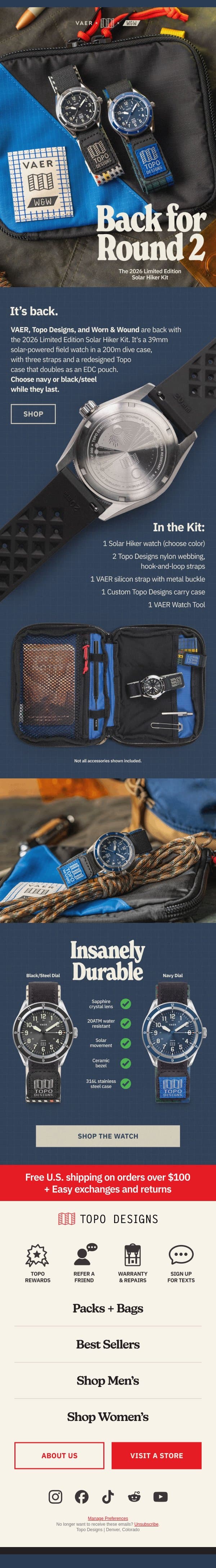 Vaer x Topo Designs x Worn & Wound: Round 2 email from Topo Designs screenshot