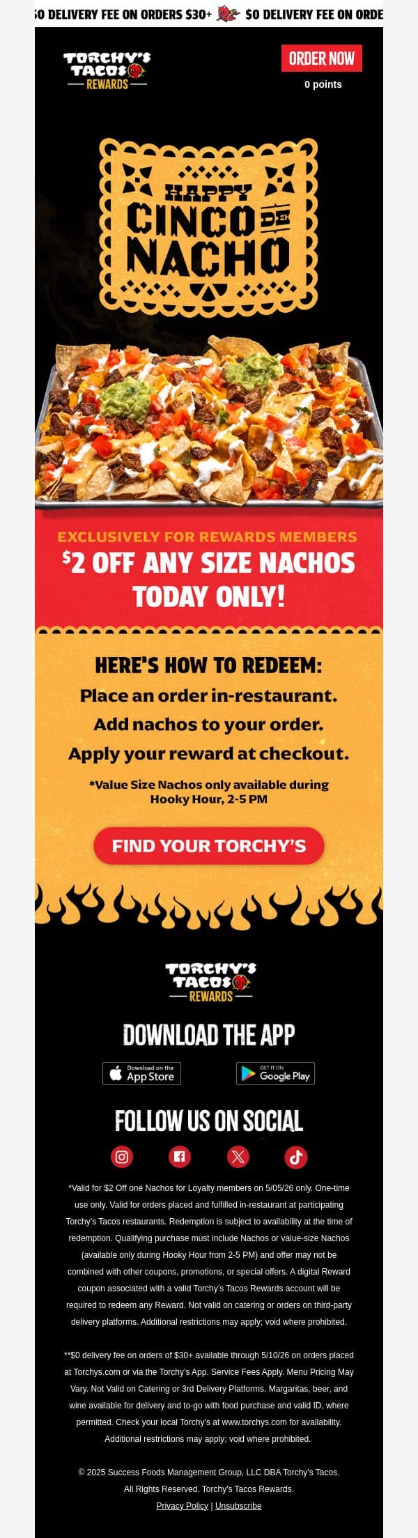 Happy Cinco de Nacho! email from Torchy's Tacos screenshot