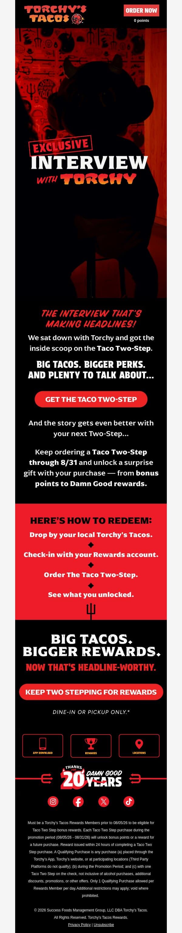EXCLUSIVE: Torchy Tells All! email from Torchy's Tacos screenshot