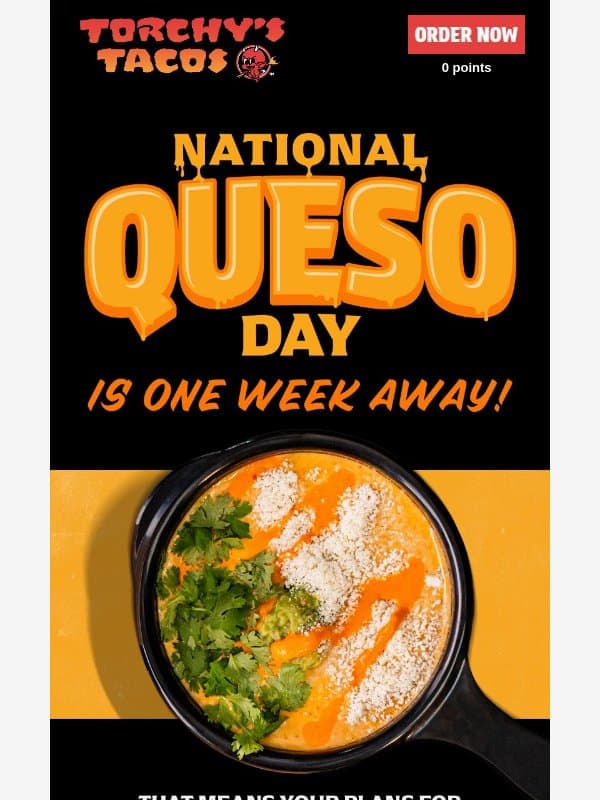 Add Free Queso to Your Agenda email from Torchy's Tacos
