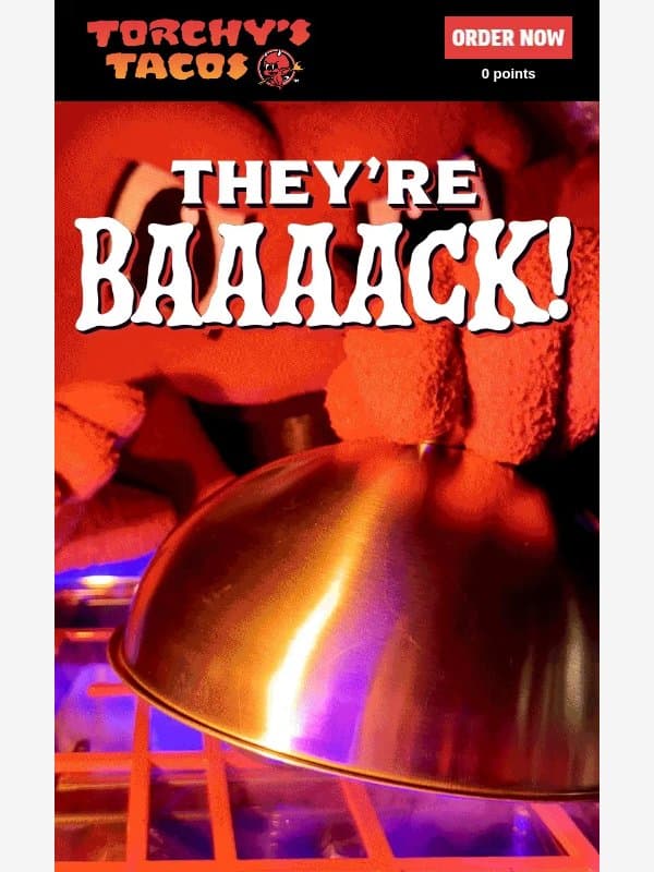 Our Creation Is Complete: Nookies Are Back! email from Torchy's Tacos