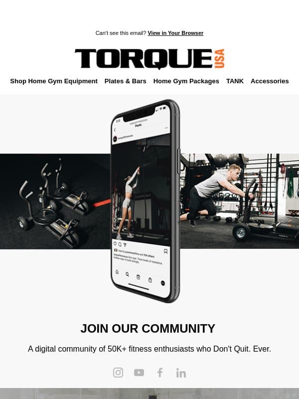 We like you! Let’s make it mutual. email from Torque Fitness