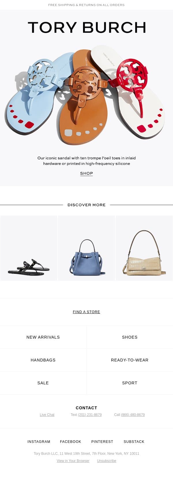 Introducing Miller Nail Polish email from Tory Burch screenshot