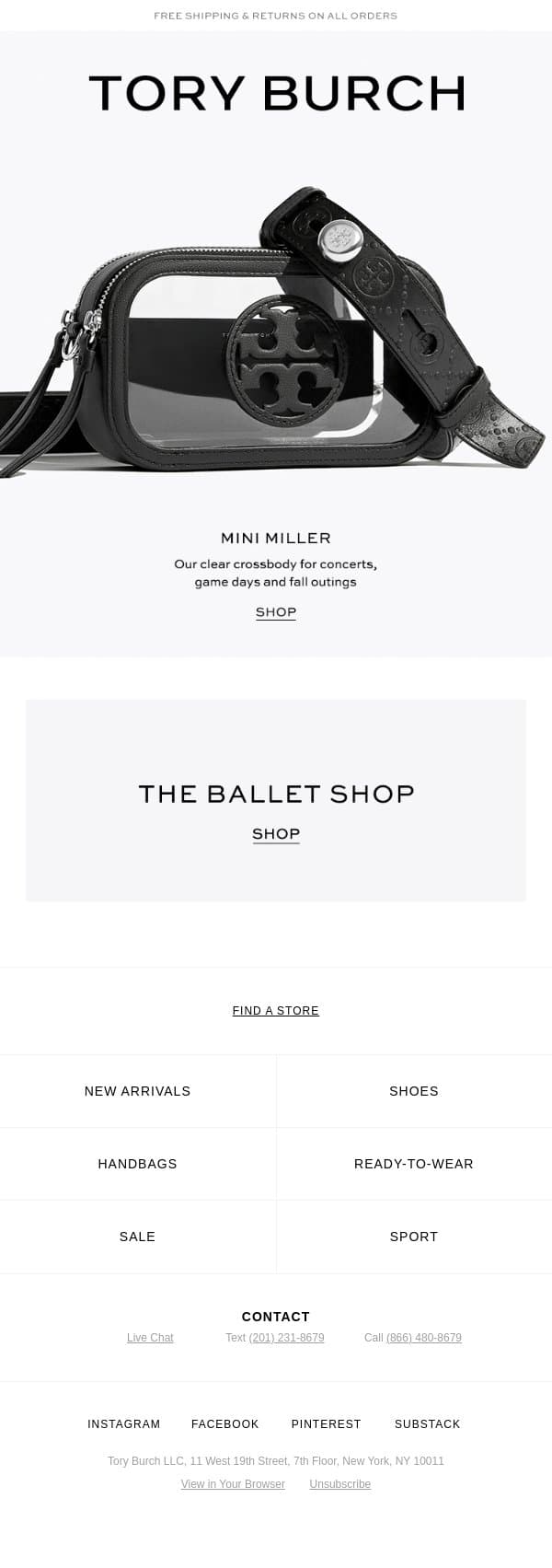 Miller, stadium-approved email from Tory Burch screenshot