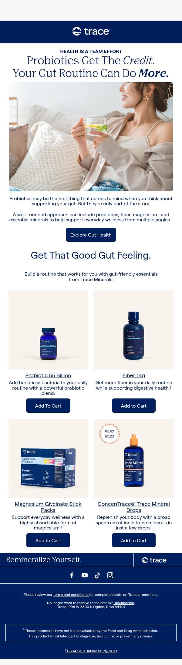 Trust your gut. Now you can support it, too. email from Trace Minerals Research screenshot