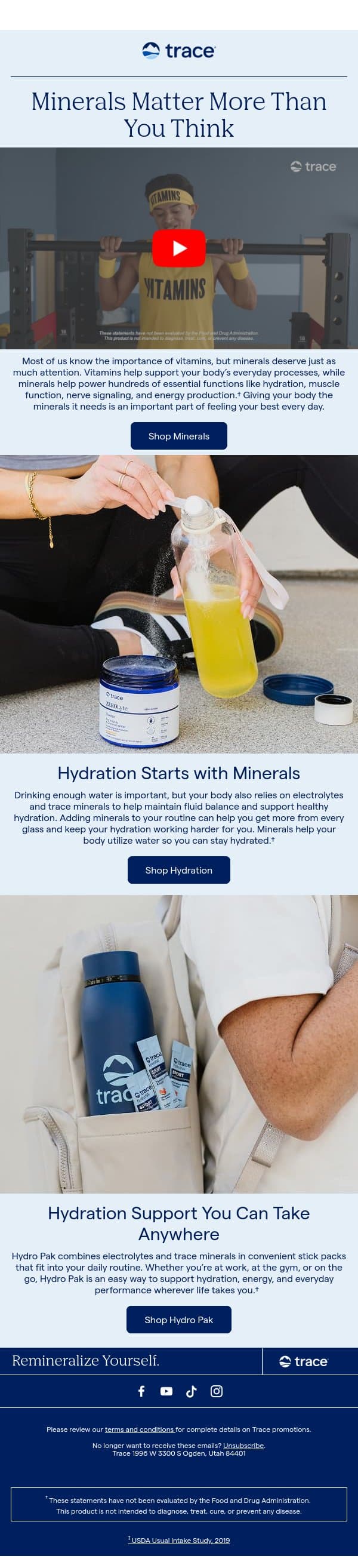 Vitamins Aren’t The Whole Story email from Trace Minerals Research screenshot