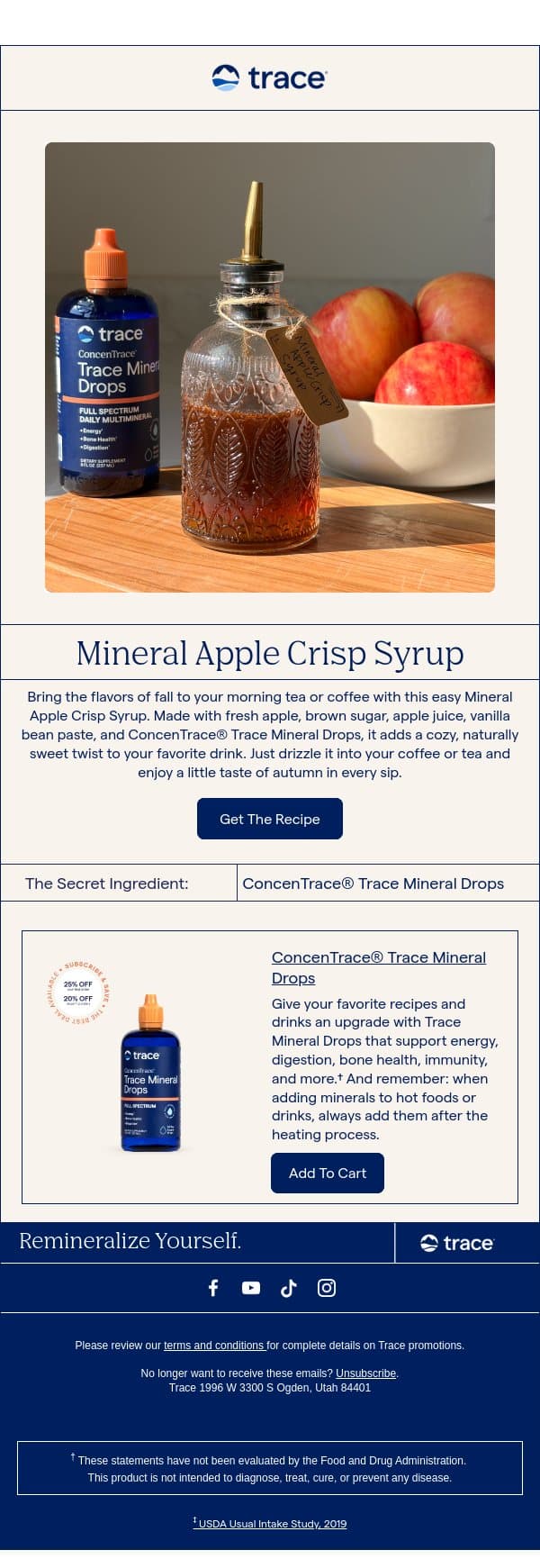 Sip Into Fall With Apple Mineral Crisp Syrup☕🍂 email from Trace Minerals Research screenshot