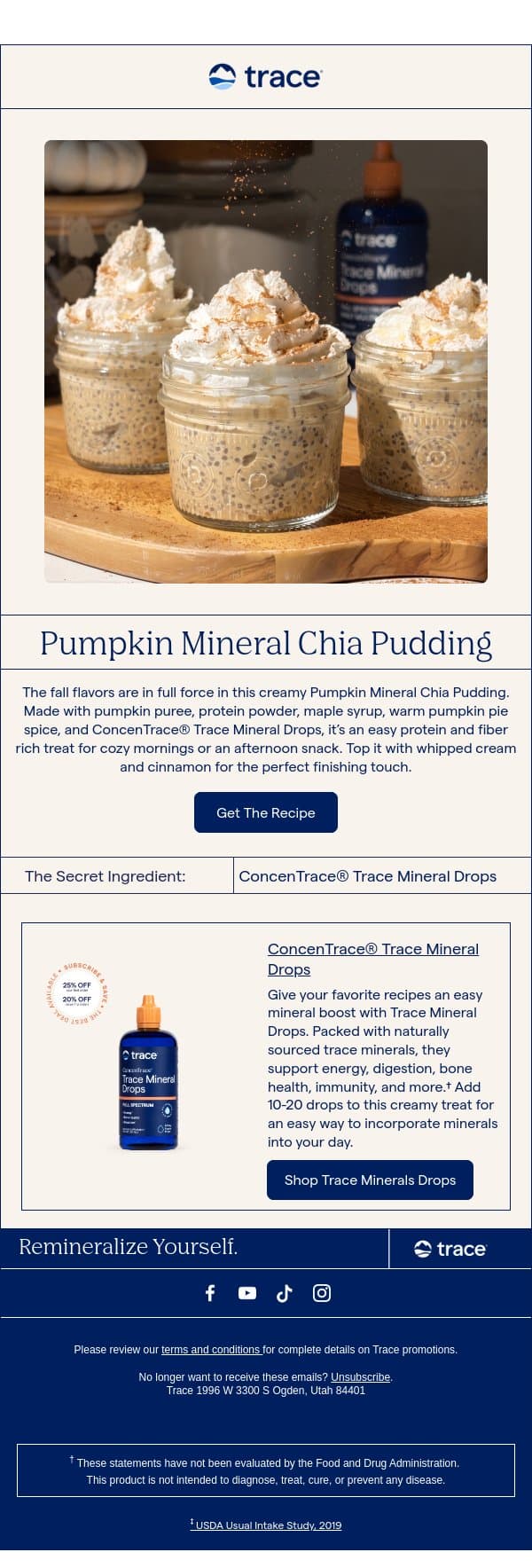 Pumpkin Spice, But Make It Minerals 🎃 email from Trace Minerals Research screenshot