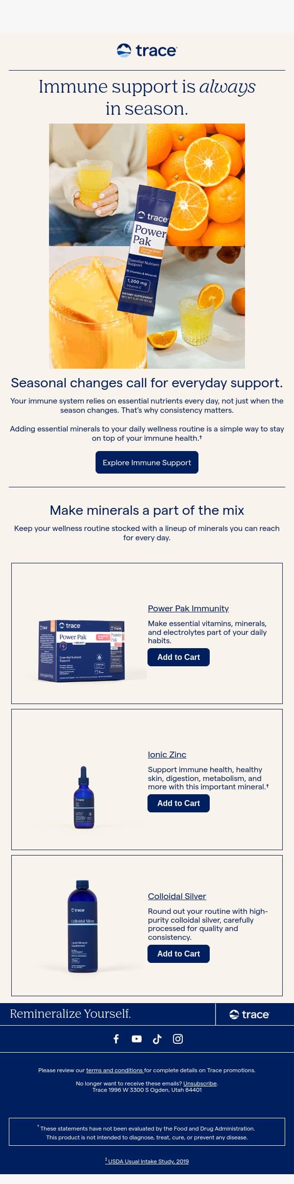 Stay one step ahead of the season email from Trace Minerals Research screenshot