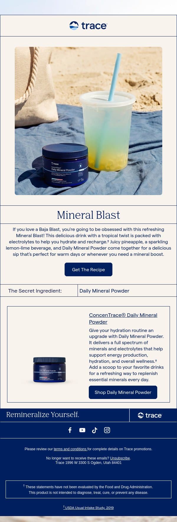 Make a Splash with a Mineral Blast 🌊 email from Trace Minerals Research screenshot