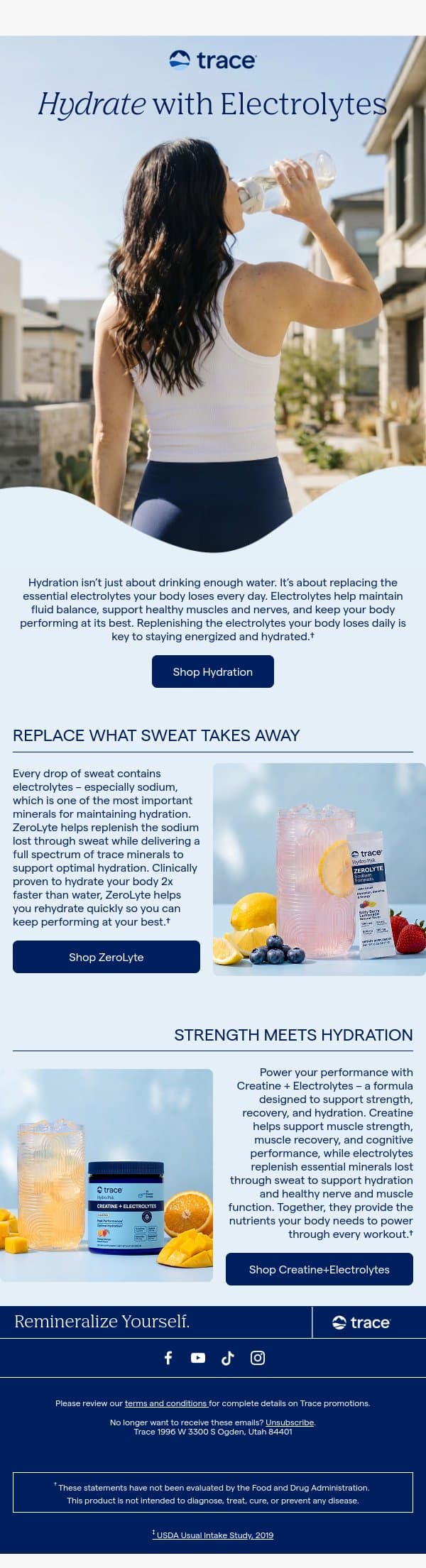 Find the Best Electrolytes for Your Workout 💪 email from Trace Minerals Research screenshot