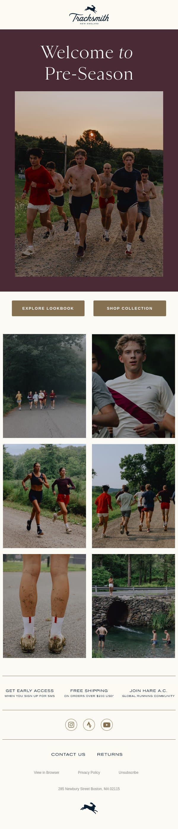 A New Story Begins… email from Tracksmith screenshot