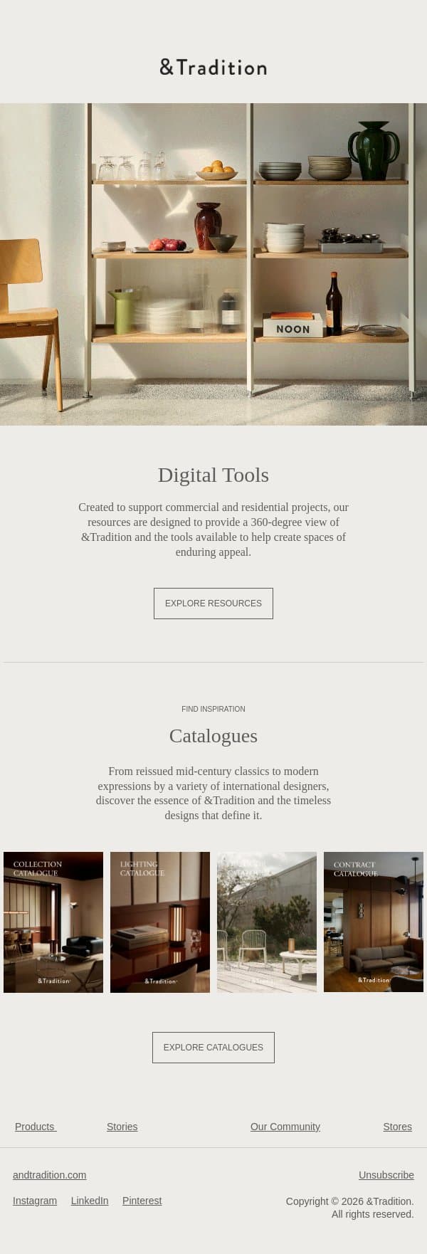 Sources of Inspiration email from &Tradition screenshot