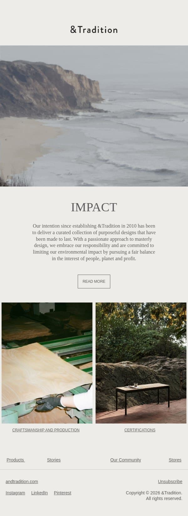 Impact email from &Tradition screenshot