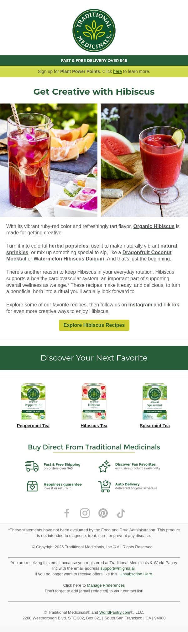 5+ Ways to enjoy hibiscus ๐บ email from Traditional Medicinals screenshot
