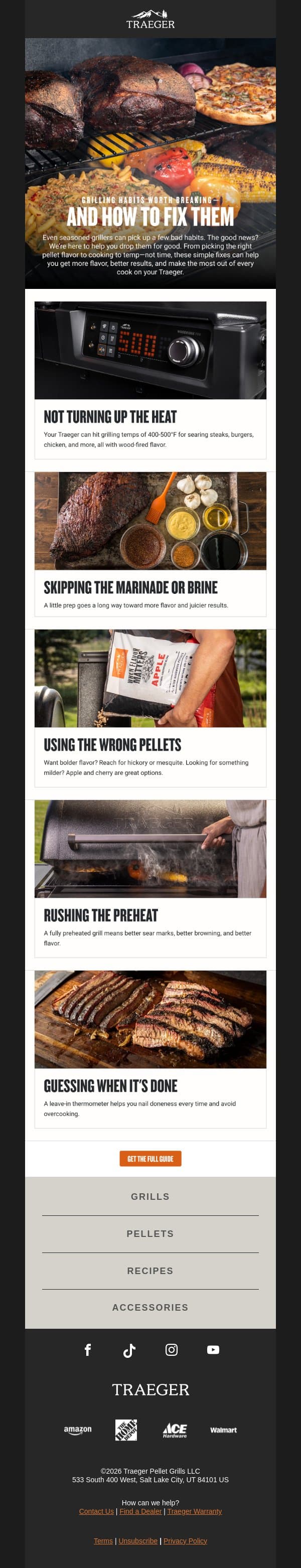 How to Fix These Common Grilling Mistakes... email from Traeger Grills screenshot