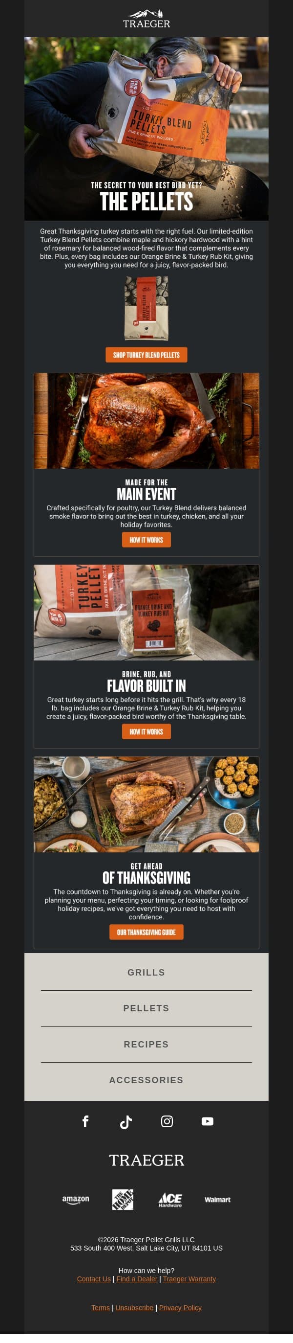 The Secret to Your Best Turkey Yet… email from Traeger Grills screenshot