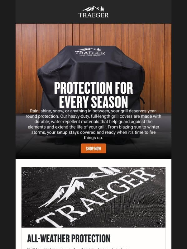 Get Covered this Fall 🍂 email from Traeger Grills