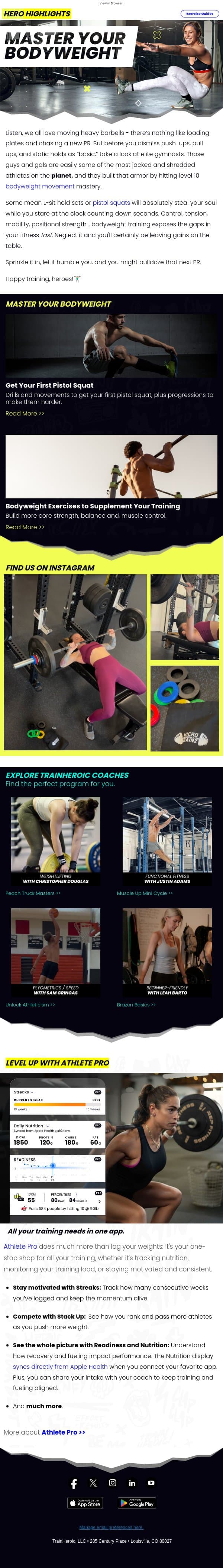 Before you add more plates... email from TrainHeroic screenshot