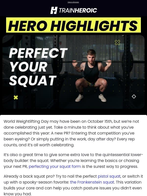 We're still celebrating World Weightlifting Day over here email from TrainHeroic