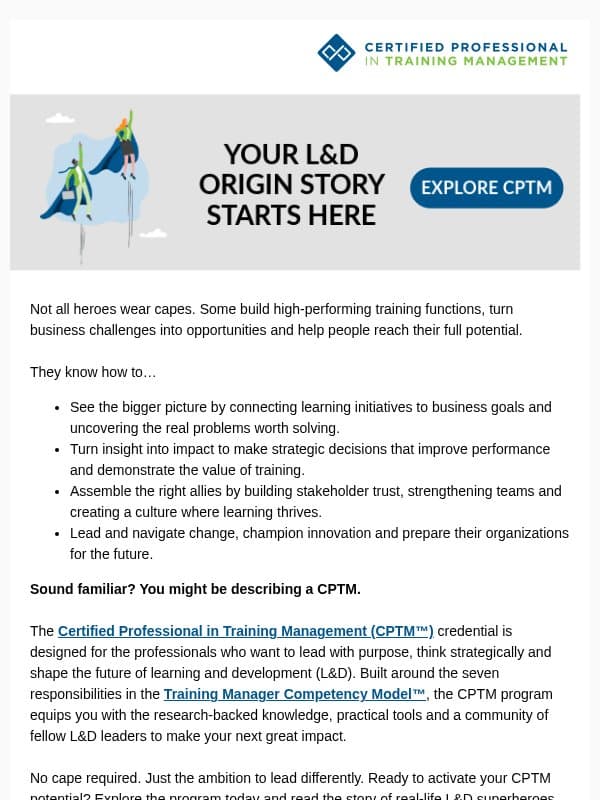 Can You Spot an L&D Superhero? email from Training Industry