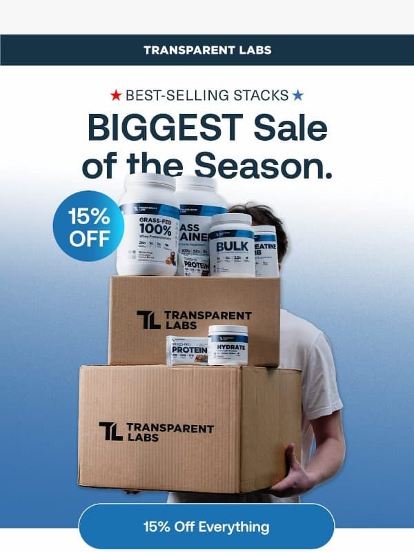 Hey, we've built your stack. email from Transparent Labs
