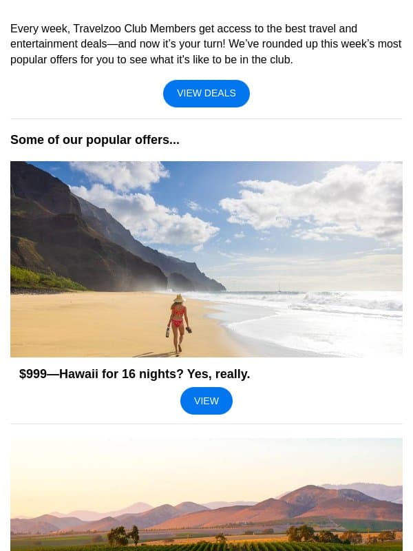 This week’s trending deals—July 16, 2026 email from Travelzoo