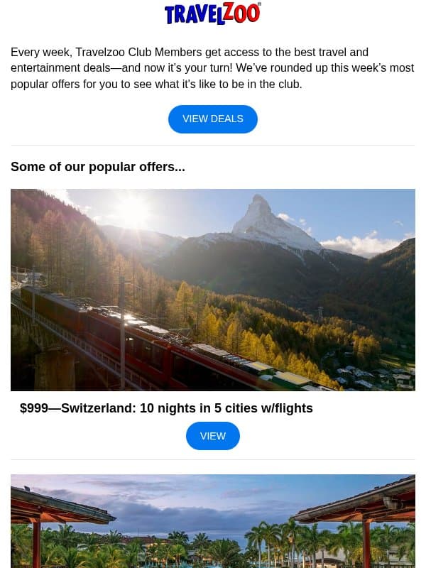 This week’s trending deals—October 29, 2026 email from Travelzoo