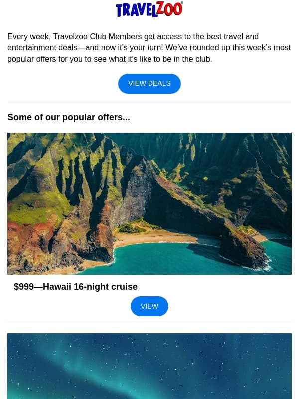 This week’s trending deals—October 22, 2026 email from Travelzoo