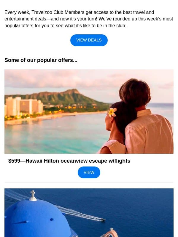 This week’s trending deals—July 23, 2026 email from Travelzoo