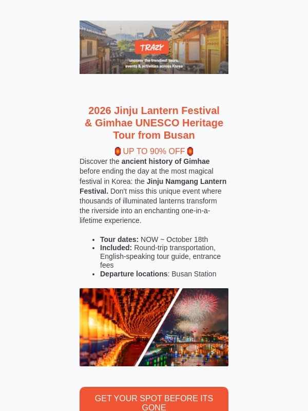 Unlock the Best Fall Festivals & More Across Korea this October 🎃 email from Trazy
