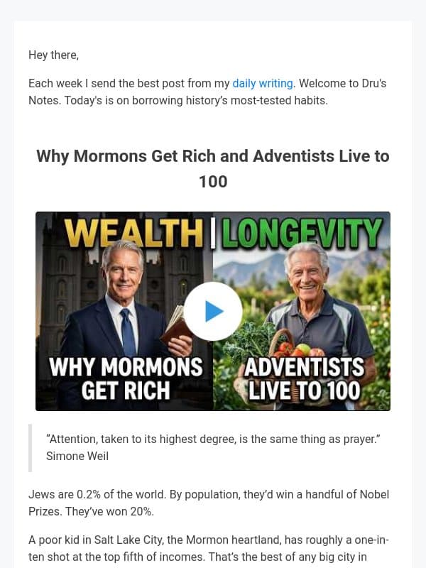 Why Mormons Get Rich and Adventists Live to 100 email from Trends
