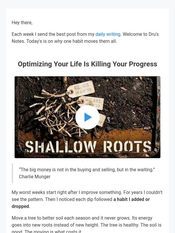 Optimizing Your Life Is Killing Your Progress email from Trends