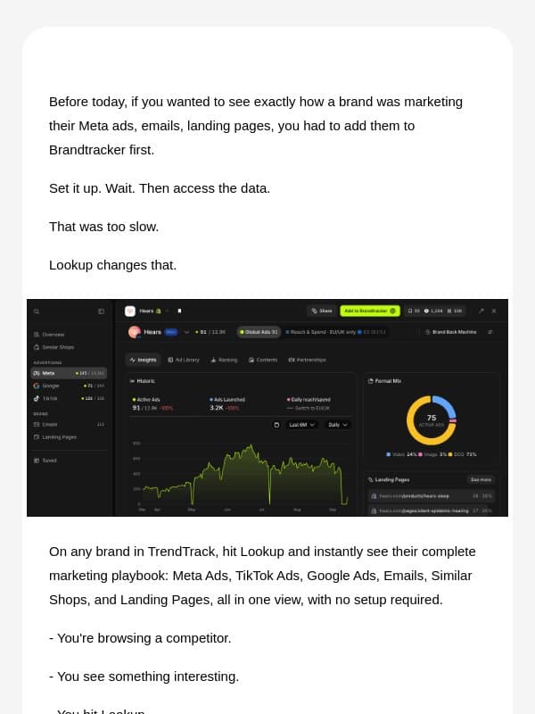 We made competitor research 10x faster email from Trendtrack