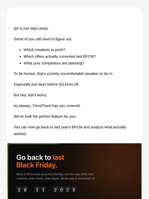 Q4 is coming soon ! email from Trendtrack