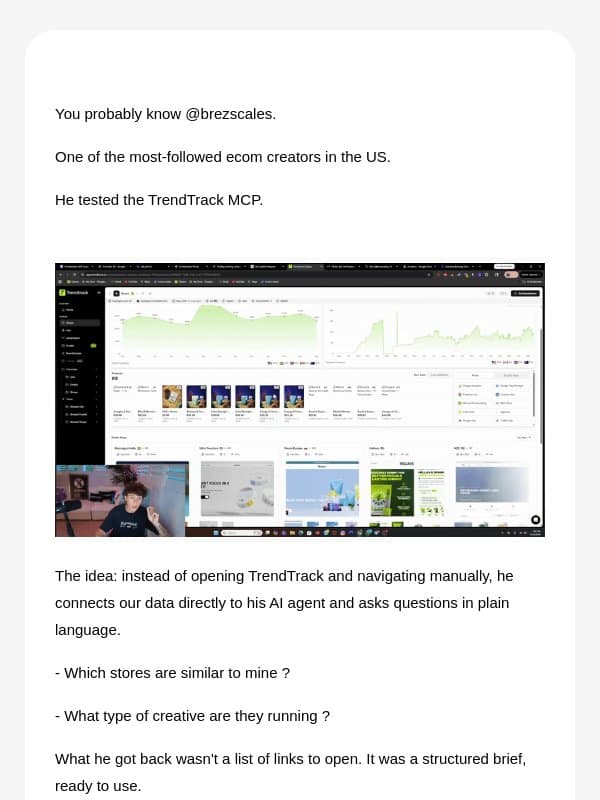 Brezscales confirms TrendTrack MCP is legit. email from Trendtrack