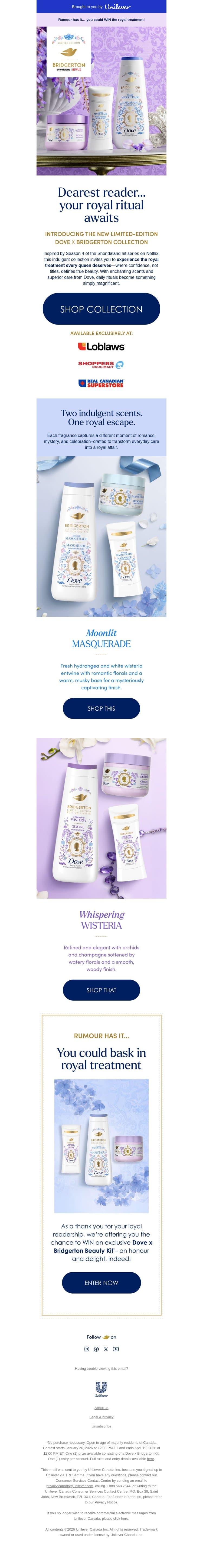 Dearest gentle reader, have you heard the Dove news? ππ©· email from TRESemme screenshot