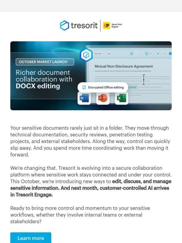 What's new: Secure collaboration on IT documentation email from Tresorit