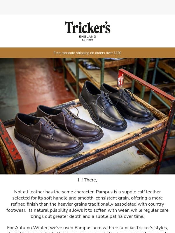 Pampus Leather - A Premium Calf from Tricker's email from Tricker's