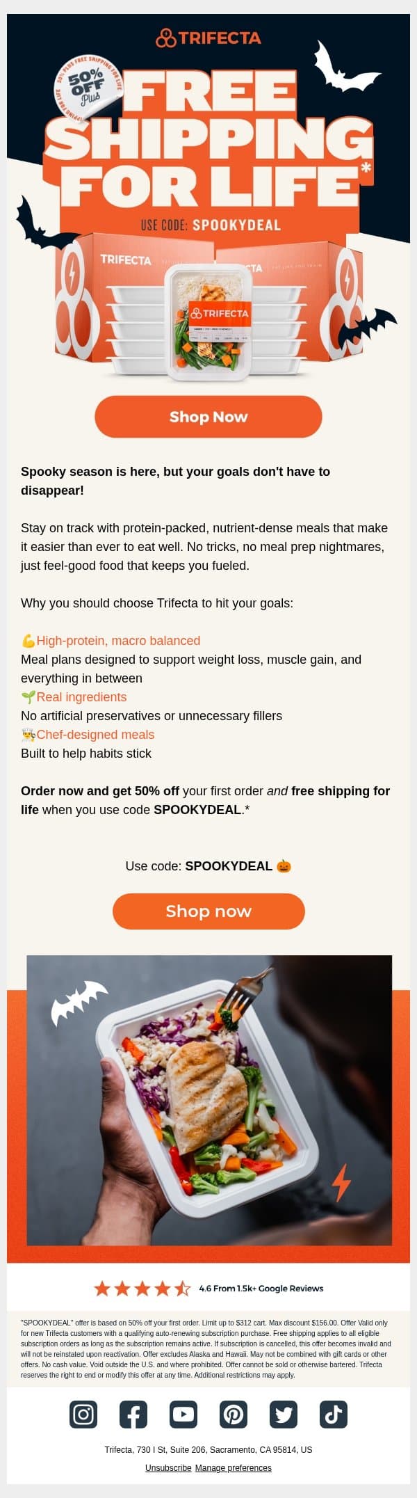 Don't ghost your goals π» email from Trifecta Nutrition screenshot