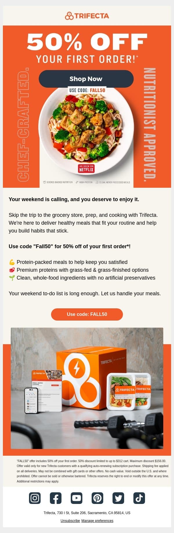 End the week with a better meal plan email from Trifecta Nutrition screenshot