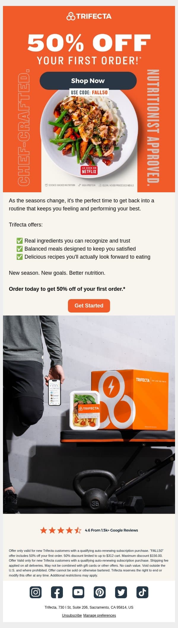 The Season of Eating Well, With a Discount! email from Trifecta Nutrition screenshot