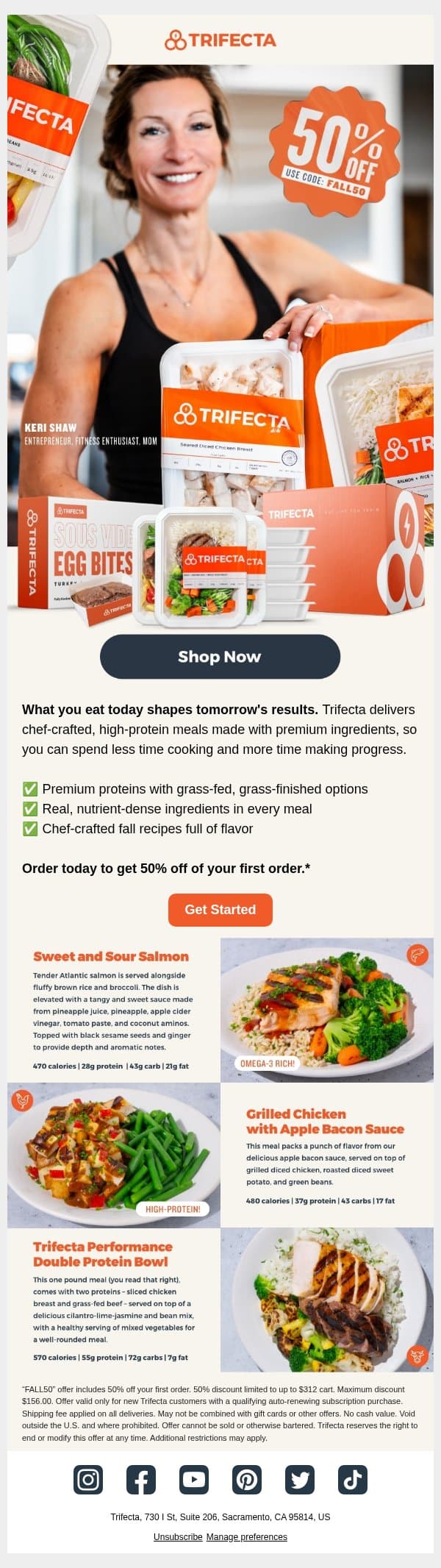 Make progress with every bite email from Trifecta Nutrition screenshot