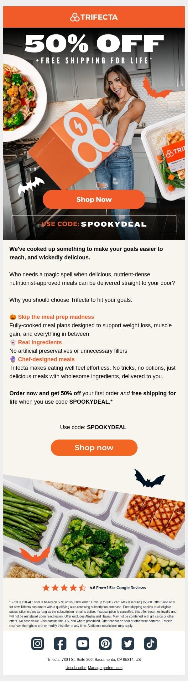 Clean Meals Delivered, No Magic Required 🔮 email from Trifecta Nutrition screenshot